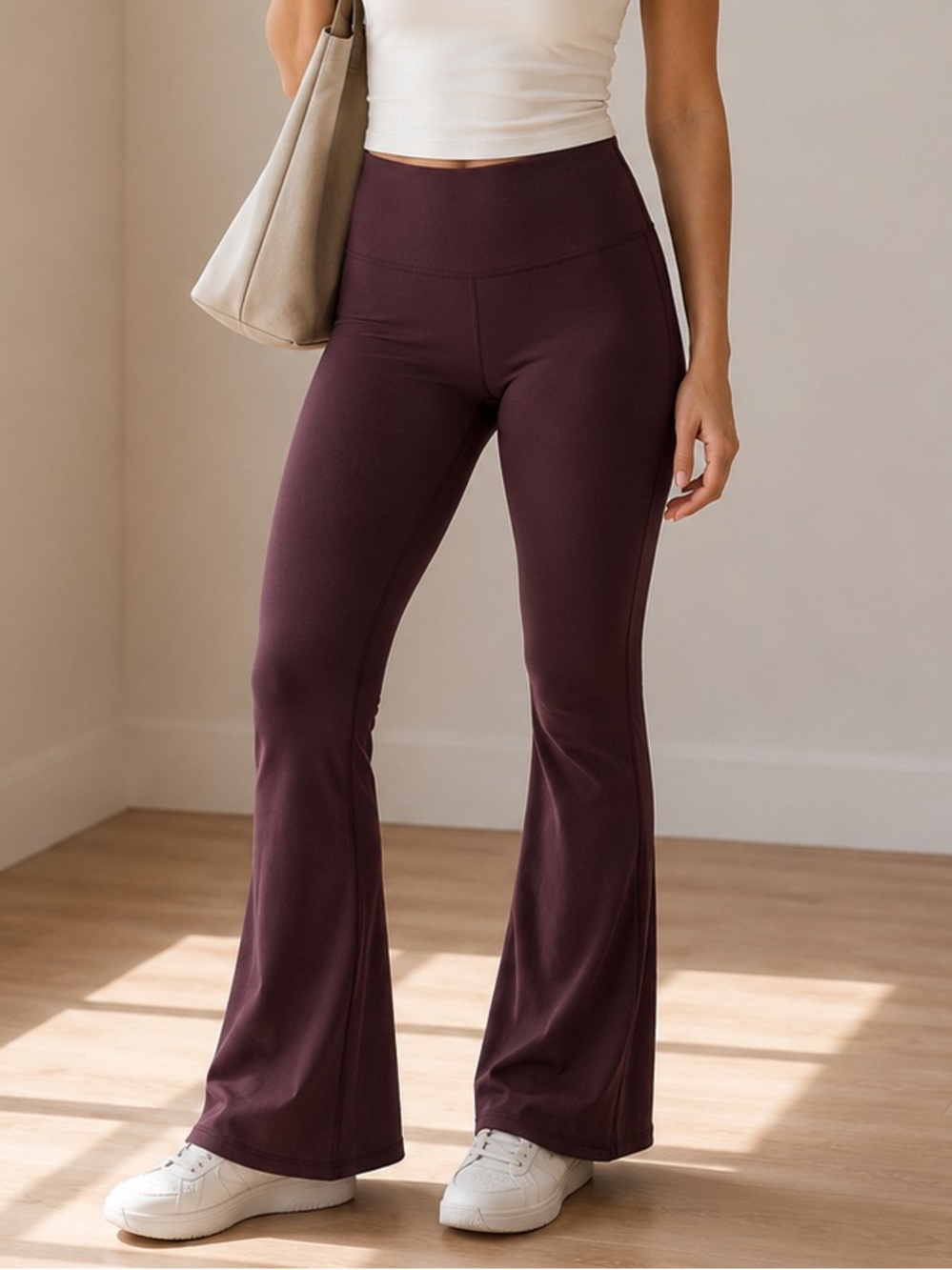 Athleta Elation Flare Pant Maroon Size Small High Rise Hidden Pocket Yoga Flare